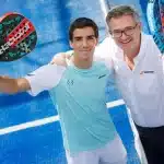 Le joueur de Padel Juan Lebrón à gauche avec CEO de Babolat, Eric Babolat à droite