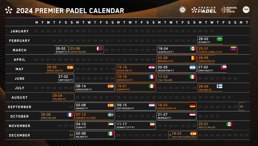 PREMIER PADEL ANNONCE LE CALENDRIER 2024